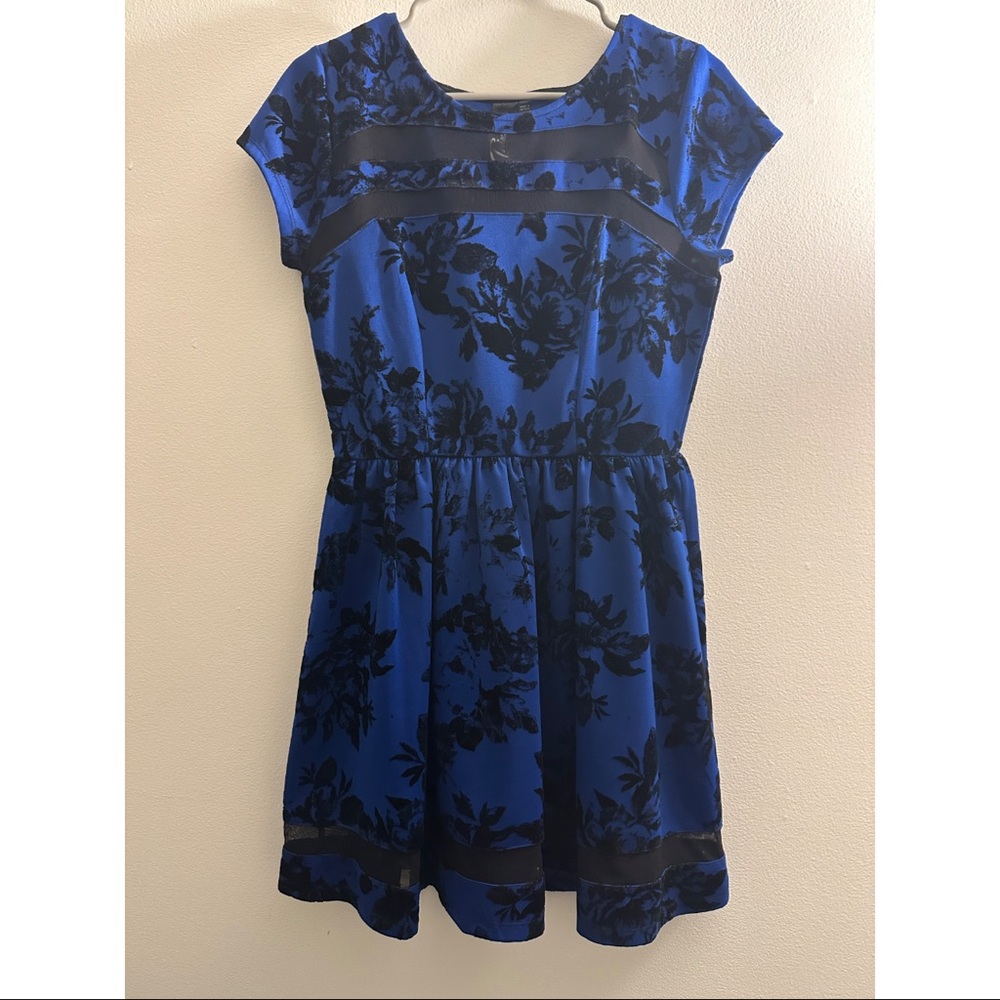 Trixxi Blue and Black Floral Mini Dress